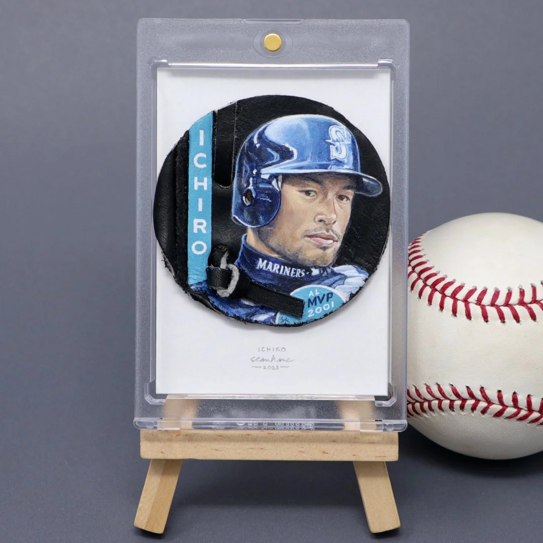 Custom “Portrait Card” Baseball Art on Classic Glove Leather